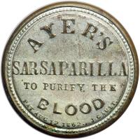 "AYER'S SARSAPARILLA" EP-4A, HB-28, S-13, 1&cent; Medium AYER's, Plain frame. About Unc - 2