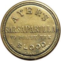 "AYER'S SARSAPARILLA" EP-34A, HB-30, S-15a, 3&cent; Medium AYER'S, Plain frame. Fine - 2