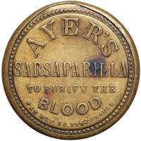 "AYER'S SARSAPARILLA" EP-34B, HB-32, S-15b, 3&cent; Large AYER'S, Plain frame. VF - 2