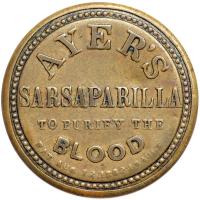 "AYER'S SARSAPARILLA" EP-34B, HB-32, S-15b, 3&cent; Large AYER'S, Plain frame. VF - 2