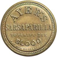 "AYER'S SARSAPARILLA" EP-34B, HB-32, S-15b, 3&cent; Large AYER'S, Plain frame. VF - 2