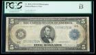 1914, $5 Federal Reserve Note. PCGS Fine 15