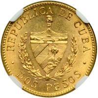 Cuba. 2 Pesos, 1915. NGC UNC - 2