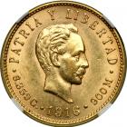 Cuba. 5 Pesos, 1916. NGC AU58