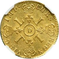 France. 1 Louis d'or, 1695-D (Lyon). NGC AU58 - 2