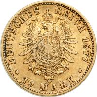 German States - Baden. 10 Marks, 1877-G. VF - 2