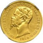 Italian States - Sardinia. 20 Lire, 1858-B. NGC AU