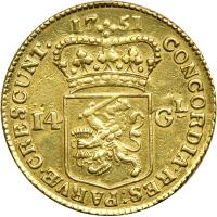 Netherlands - West Friesland. 14 Gulden, 1751. VF - 2