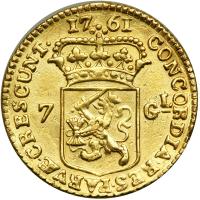 Netherlands - West Friesland. 7 Gulden, 1761 (Rooster). VF - 2
