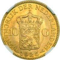 Netherlands. 10 Gulden, 1925. NGC MS65 - 2