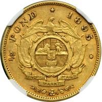 South Africa. &frac12; Pond, 1895. NGC EF - 2