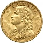 Switzerland. 20 Francs, 1911-B. AU