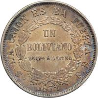 Bolivia. Boliviano, 1872-FE. EF - 2