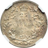 Canada. 25 Cents, 1919. NGC MS61 - 2