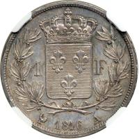France. Franc, 1816-A. NGC AU - 2