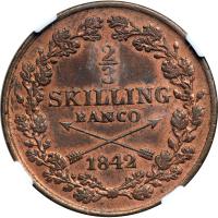 Sweden. 2/3 Skilling, 1842. NGC AU - 2