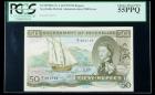 Seychelles SCWPM# 17c, 1.10.1970 50 Rupees. PCGS Choice About New 55PPQ