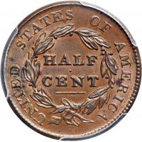 1828 Classic Head Half Cent. 13 stars. PCGS MS62 - 2