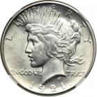 1921 Peace Dollar. NGC MS62