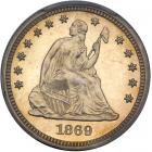 1869 Liberty Seated Quarter Dollar. PCGS PF63