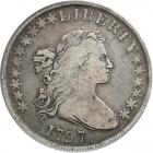 1797 Draped Bust Dollar. 10 stars left, 6 right. PCGS F12