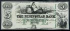 Detroit, MI - Peninsular Bank. $5.00 18_ Remainder. PCGS Choice New 63PPQ