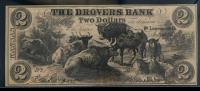 Wathena, KS - J.J. Lakin & Co. Ad Note on Drovers Bank. $2.00 July 1, 1856. PCGS About New 53 - 2