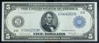 1914, $5 Federal Reserve Note. PCGS Choice About 55