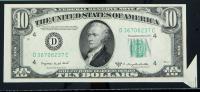 1950-C, $10 Federal Reserve Note. Error: Cutting Error. PCGS Choice New 63PPQ - 2