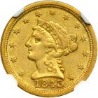 1843-C $2.50 Liberty. Large date, plain 4. NGC EF45