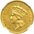 1854-O $3 Gold. NGC AU58