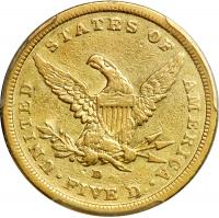 1842-D $5 Liberty. Small date - 2