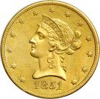 1851-O $10 Liberty. AU50