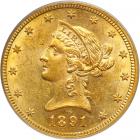 1891-CC $10 Liberty. PCGS AU58