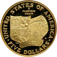 1992-W $5 Columbus Anniversary PCI PR70 - 2