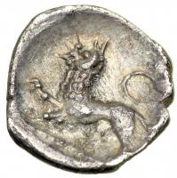 Campania, Phistelia, Fourth Century BC. AR Obol (0.55 g). VF - 2