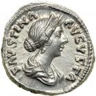 Faustina Junior, wife of Marcus Aurelius, AD 161-180. AR Denarius minted at Rome by Marcus Aurelius, c. AD 161-175. EF