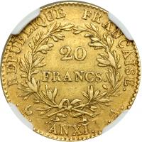 France. 20 Francs, AN XI-A (Paris). NGC EF40 - 2