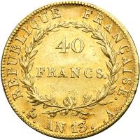 France. 40 Francs, AN 13-A. NGC AU58 - 2