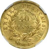 France. 40 Francs, 1811-A. NGC AU58 - 2