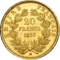 France. 20 Francs, 1853-A. NGC MS63 - 2