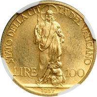 Italian States - Papal/Roman States. 100 Lire, 1937-XVI(. NGC MS67 - 2