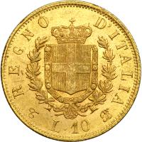 Italy. 10 Lire, 1863-T BN. NGC MS63 - 2