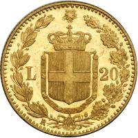 Italy. 20 Lire, 1890-R. NGC UNC - 2