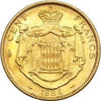 Monaco. 100 Francs, 1884-A. NGC AU - 2