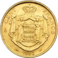 Monaco. 100 Francs, 1886-A. NGC AU - 2