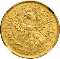 Poland. 20 Zlotych, 1925. NGC MS65 - 2