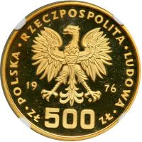 Poland. 500 Zlotych, 1976-MW. NGC PF67 - 2