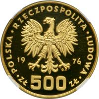 Poland. 500 Zlotych, 1976-MW. NGC PF67 - 2
