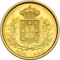 Portugal. 5000 Reis, 1862. NGC AU58 - 2